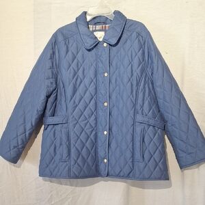 Blair Vintage Blue Quilted Puffer Jacket, Gold Snaps, Sz 18, NWOT